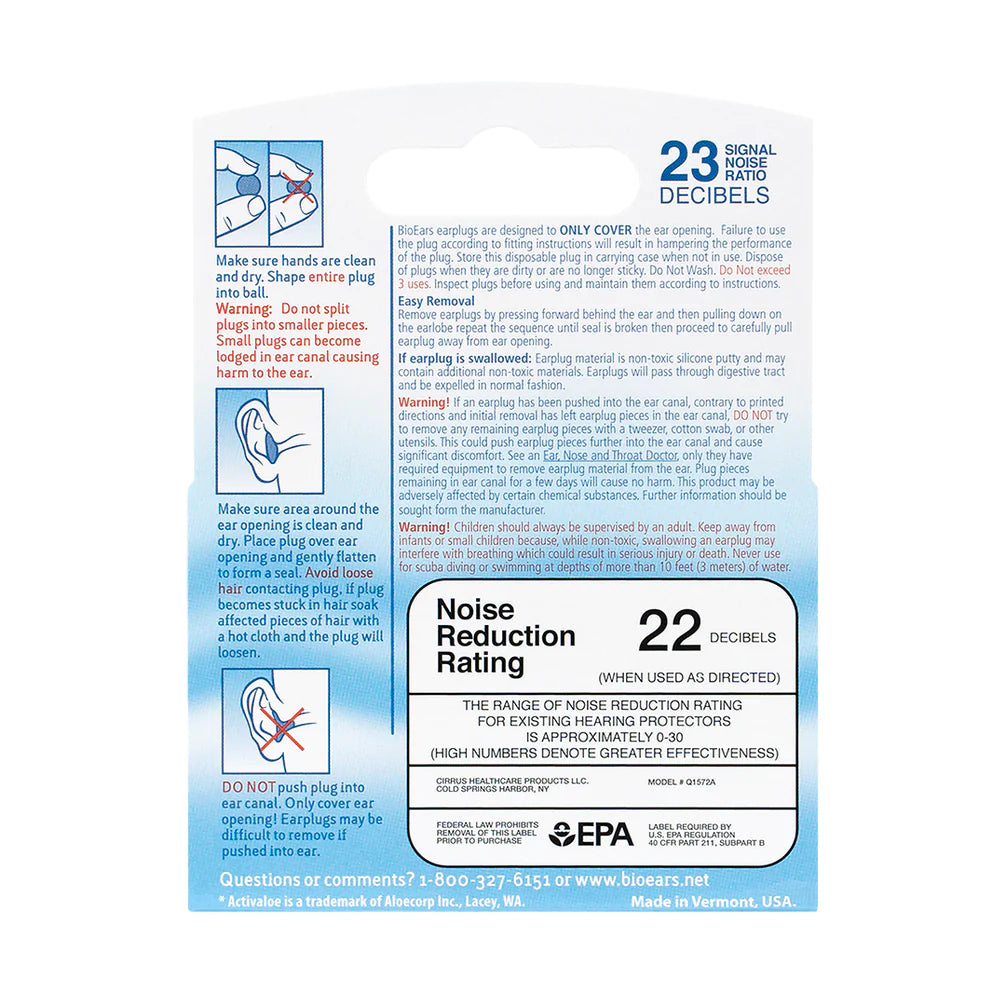 BioEars- Anti Bacterial Earplugs 3 pairs