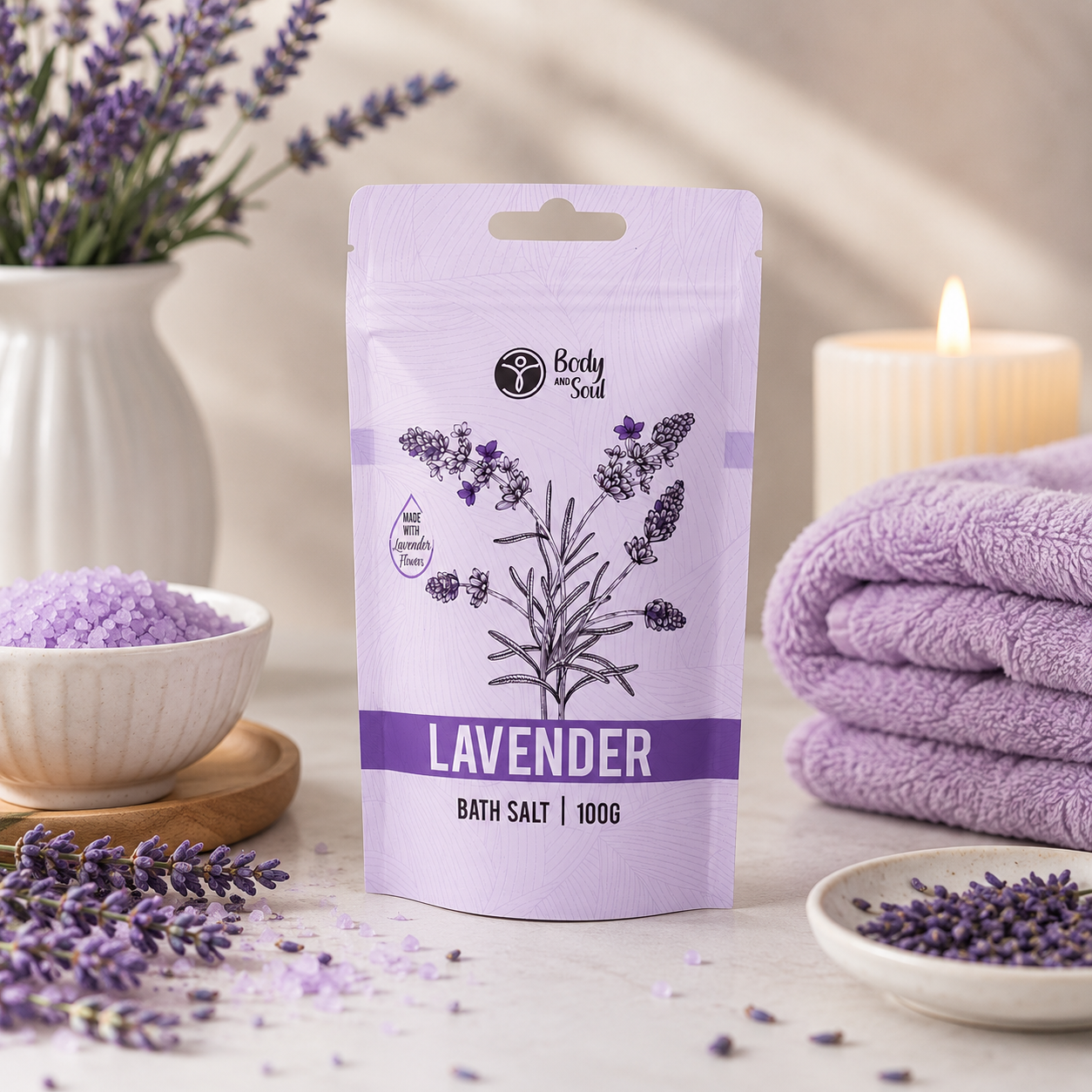 Mini Lavender Bath Salts 100g